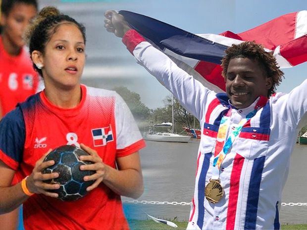 Nancy Peña, de balonmano, y Adeuri Corniel, de vela, abanderados de la delegación dominicana en los Juegos de Mar y Playa. 