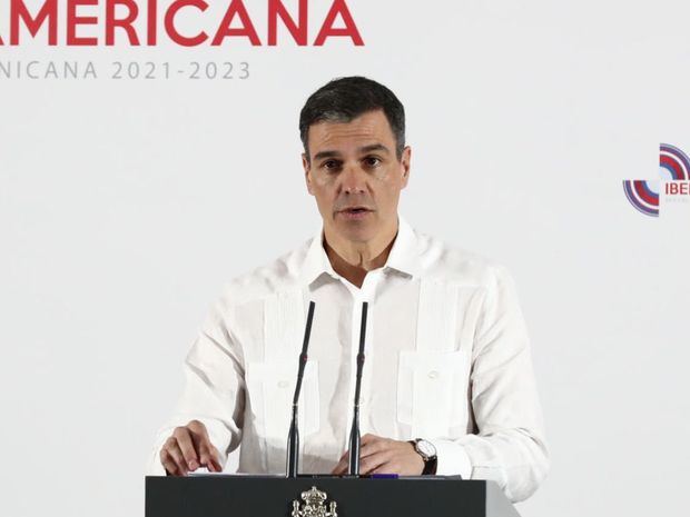 El presidente del Gobierno de España, Pedro Sánchez, en la rueda de prensa.