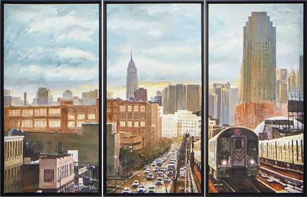 Fotografía personal cedida a través de la Universidad Internacional de Florida (FIU) donde se aprecia la obra 'Subway Cityscape Triptych' -'Tríptico del paisaje urbano del metro'- (2020) del cantante, poeta y pintor estadounidense, Bob Dylan, que formará parte de la exposición 'Retrospectrum'.