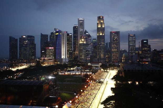 Vista general del circuito urbano de Marina Bay del Gran Premio de Singapur de Fórmula Uno.