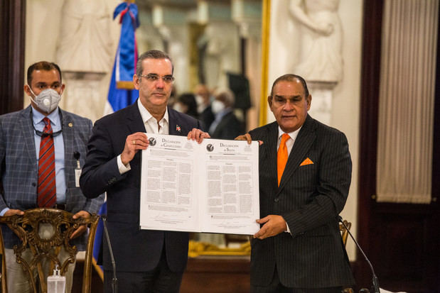 El presidente Luis Abinader junto a Miguel Antonio Franjul.