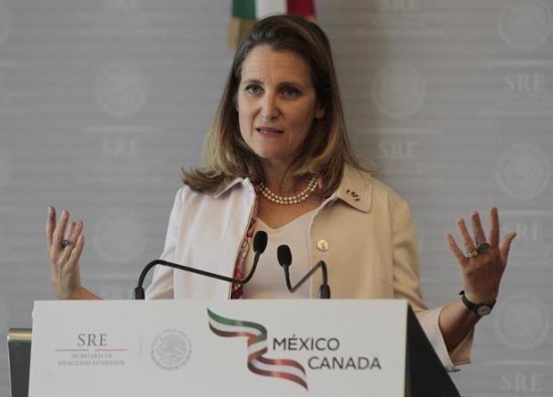 Ministra canadiense de Exteriores, Chrystia Freeland.