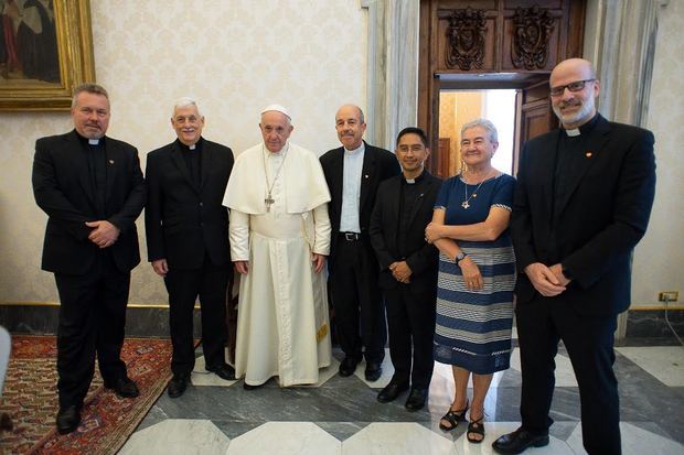 Delegación Junta Directiva de la Federación Internacional de Fe y Alegría con el Papa Francisco.