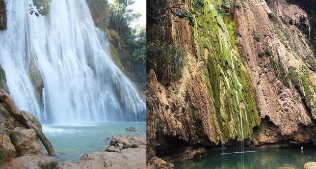 El antes y el después del monumento natural Salto del Limón, en Samaná.