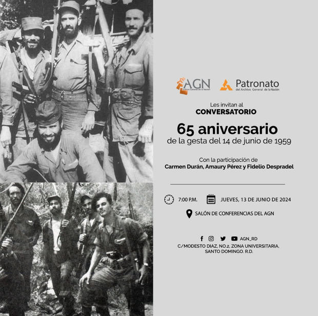 AGN invita al conversatorio: '65 aniversario de la gesta del 14 de junio de 1959'