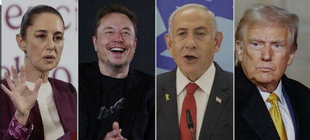 Sheinbaum, Netanyahu, Musk y Trump.