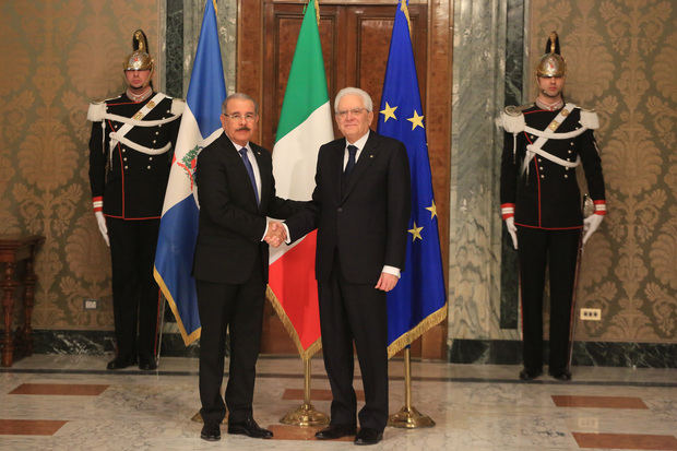  Presidente italiano Sergio Mattarella  y  Danilo Medina, en el Palacio de Quirinal