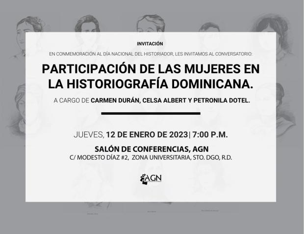AGN invita- Conversatorio: 'Participación de las mujeres en la historiografí­a dominicana'